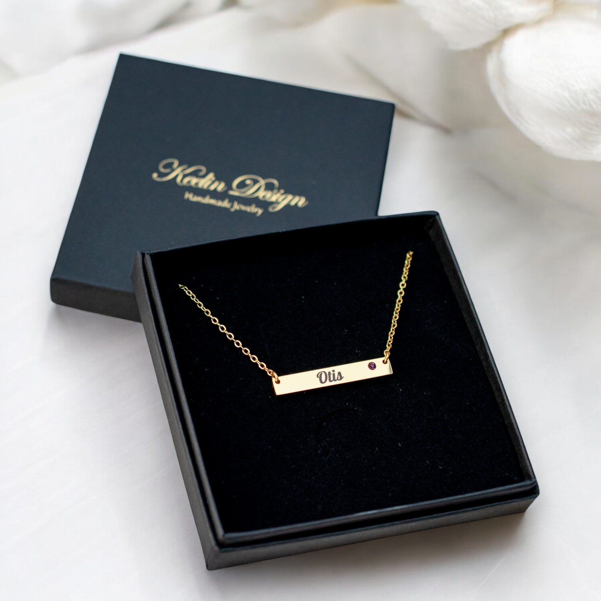 Gepersonaliseerde geboortesteen ketting - Keelin Design
