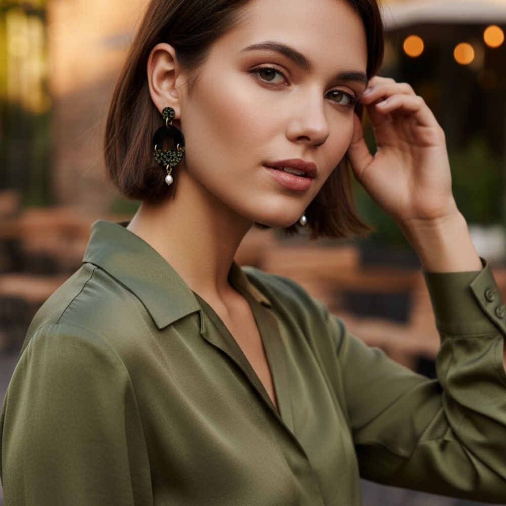 Sage - LEOPARD Statement met Zoetwaterparel Goud - Keelin Design