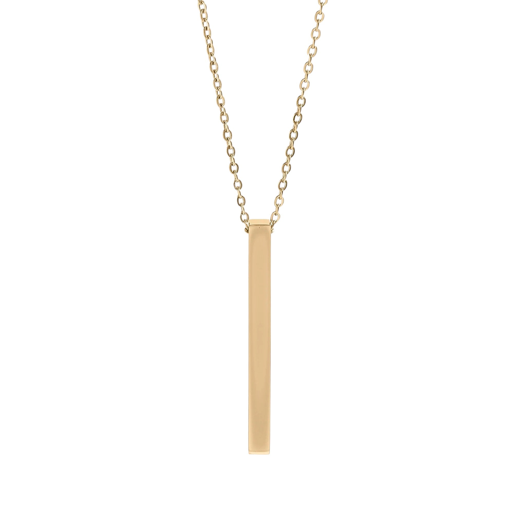 Gepersonaliseerd juweel: Fijne ketting met 4-zijdige verticale bar hanger