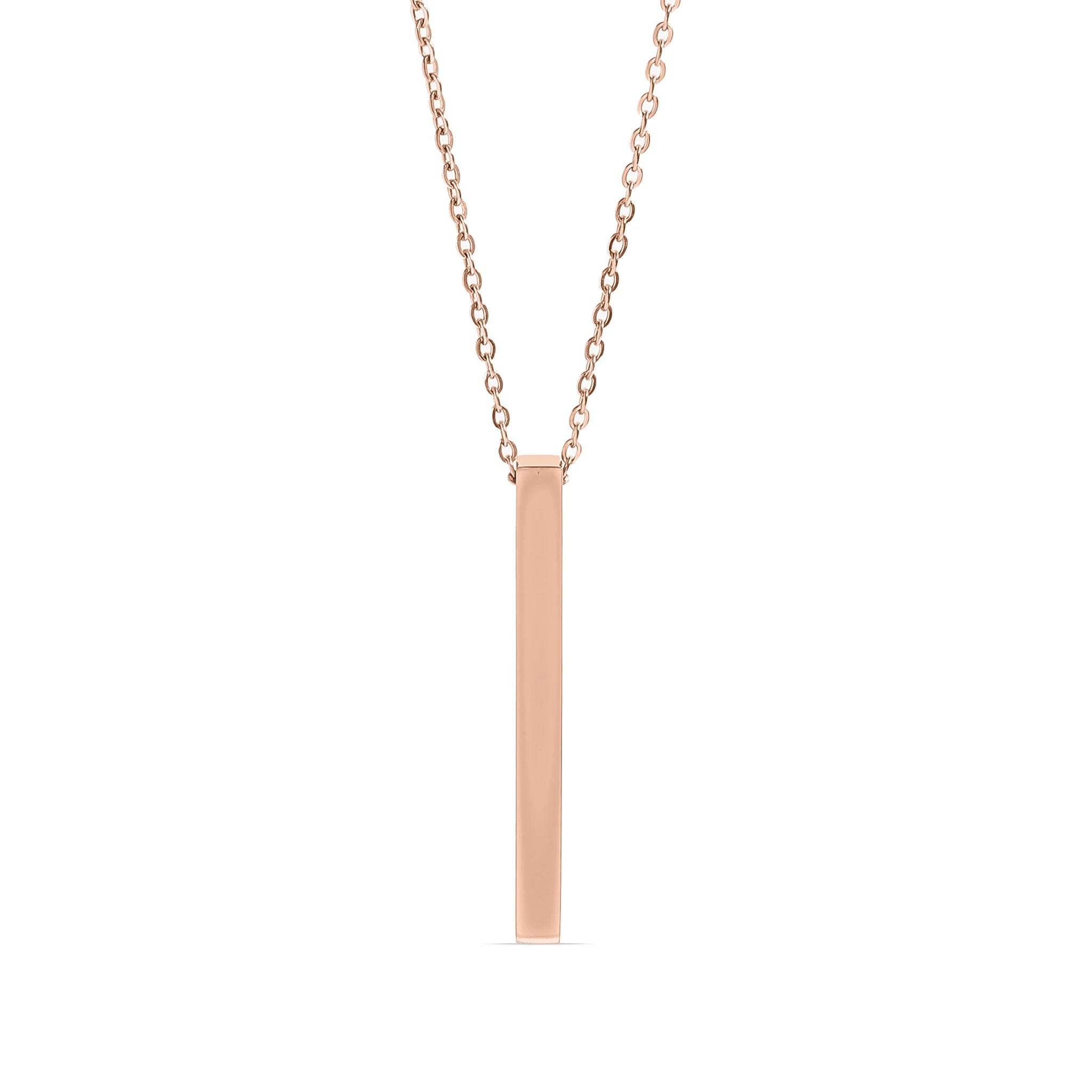 Gepersonaliseerd juweel: Fijne ketting met 4-zijdige verticale bar hanger