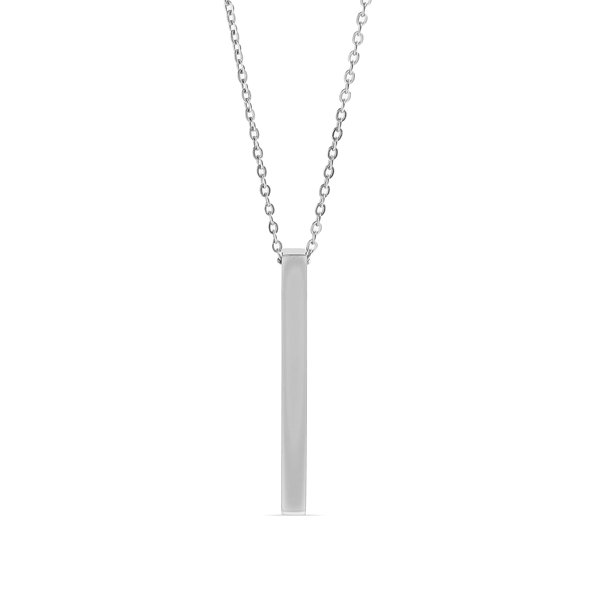 Gepersonaliseerd juweel: Fijne ketting met 4-zijdige verticale bar hanger