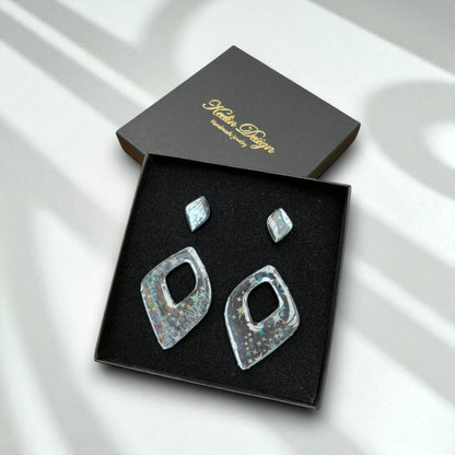 Keelin Design - Unieke laser-cut acryl oorbellen - Enchanta SET - Holografische Oorbellen - Midi en MINI