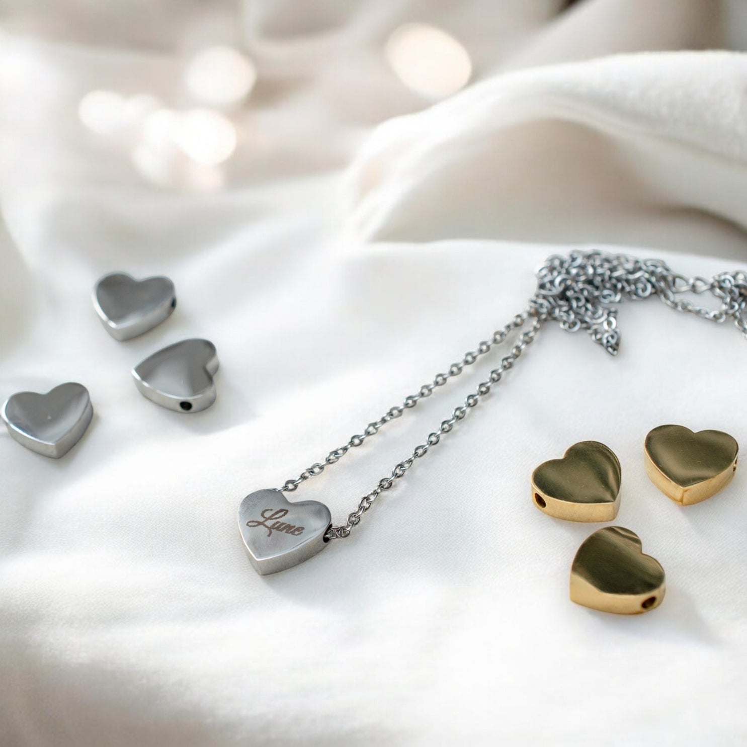 Gepersonaliseerd juweel: Fijne ketting met hartje kraal