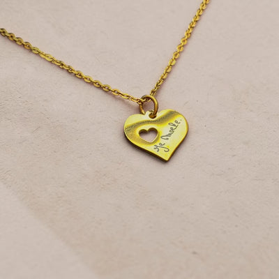 Gepersonaliseerde Ketting · Open Hartje Hanger · Goudkleurg RVS