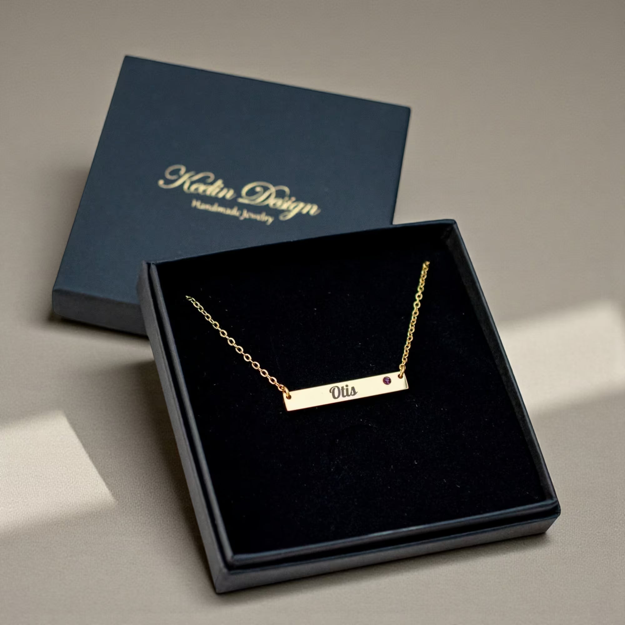 Gepersonaliseerde geboortesteen ketting - Keelin Design