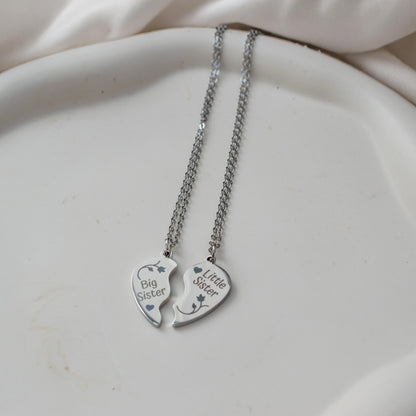 Gepersonaliseerd juweel Set van 2 kettingen met half hartje-hanger