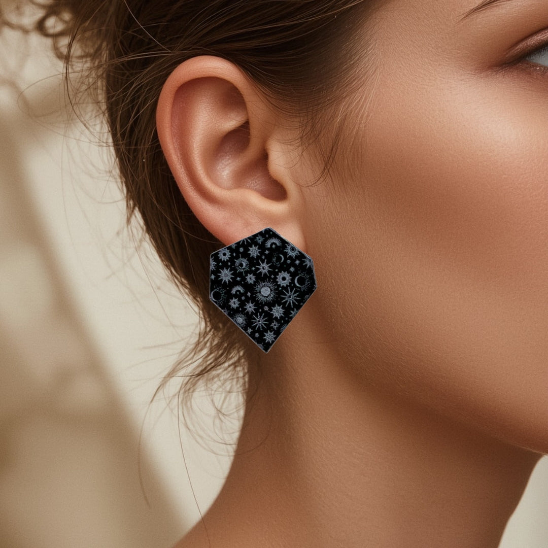 Keelin Design Handmade Jewelry - Unieke laser-cut acryl oorbellen - Statement oorbellen - Lichtgewicht oorbellen - Hexagon oorbellen