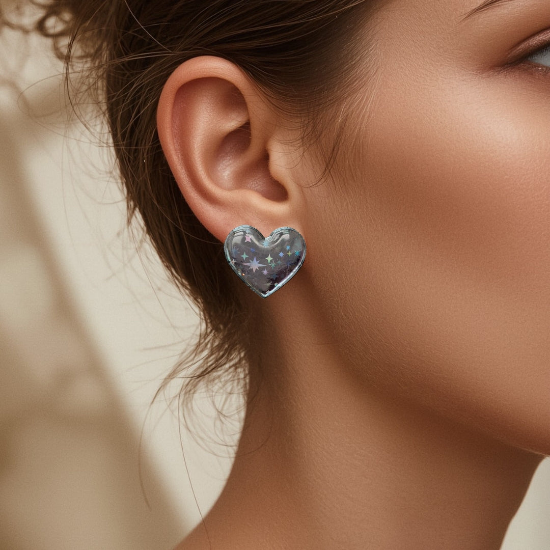 Keelin Design - Unieke laser-cut acryl oorbellen - Pearl - Holografische Statement Oorstekers - Midi